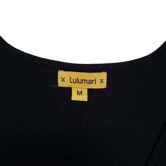 Anthropologie Lulumari Dress Womens Medium Black Gray 100% Cotton Y2K - Picture 5 of 11